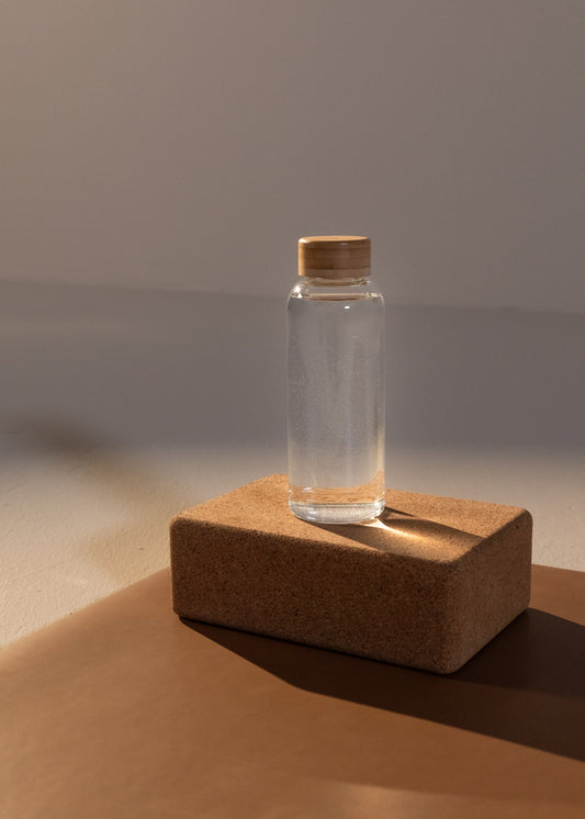 Yoga Block & Glass Water Bottle